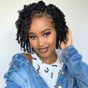 BOHOBABE Pre-twisted Passion Twist Crochet Hair 6 Inch Short Pre-looped Crochet Passion Twist Braiding Hair 8 Packs (1#, Jet Black)