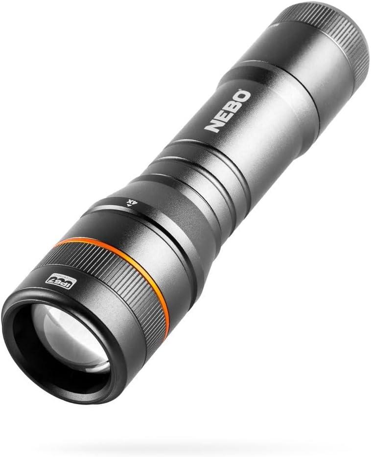 NEBO Newton Powerful LED Handheld Flashlight | AA Battery Powered Compact Waterproof Flashlight | Storm Gray | 500, 1000, 1500 Lumens