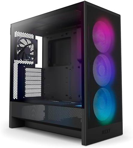 NZXT H5 Flow RGB 2024 - Compact ATX Mid-Tower PC Gaming Case - High Airflow - F360 RGB Core (CV) Included - 360mm Front & 240mm Top Radiator Support - Cable Management - Tempered Glass - Black