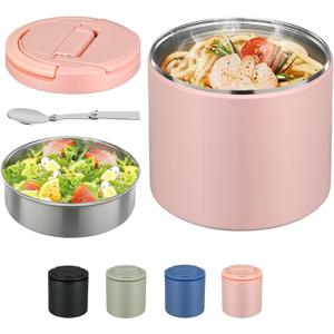 Thermo for Hot Food, Soup Thermo for Adults 40oz Lunch Containers Wide Mouth, Insulated Food Container Leak Proof Vacuum Stainless Steel With Carry Handle and Spoon BPA Free (Pink)