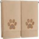 2 Pcs Dog Paw Hand Towels Bathroom Decor 13 x 29 Inch 100% Cotton Embroidered Soft Hand Towels Absorbent Farmhouse for Kitchen Restroom (Brown)