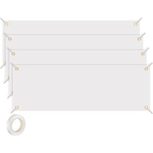 4 Pcs Sublimation Banners Blank, 2x6 Feet Large White Polyester Oxford Cloth Banner with Hanging Ropes, DIY Sign Banners for Painting, Writing, Indoor Outdoor Display and Party Decoration
