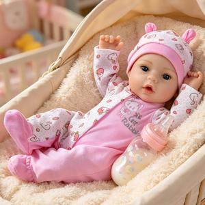 Aori Lifelike Reborn Baby Dolls - 18'' Realistic Newborn Girl Handmade Baby Doll with Pink Outfit & Birth Certificate - Weighted Body for Role Play, Gift for Kids Ages 3+