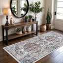 Hallway Washable Runner Rug - 3x6 Kitchen Rugs Entryway Rug Runner Vintage Soft Floor Mat Non Slip Indoor Farmhouse Carpet for Bathroom Living Room Bedroom (3 X 6, Brick)
