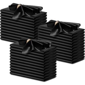 P Pothuiny 50 Pcs Black Satin Napkins 17 x 17 Inches, Square Smooth Wedding Dinner Napkins Silky Bulk Cloth Napkins Table Napkins for Banquet Party Restaurant Decor, Thanksgiving, Christmas