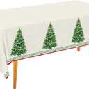 Gatherfun Christmas Table Decorations, Christmas Tree Disposable Tablecloth Waterproof Plastic Rectangular Table Cover for Merry Christmas Party Supplies, 3 PCS, 54 X 108 inch