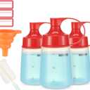 Condiment Squeeze Bottle for Sauces Wide Mouth, Plastic Squeeze Bottles for Condiments, Paint, Ketchup, Mustard, Oil, Resin, Baking, Cake Decorating, Cleaning, BPA Free-Food Grade (6 oz., 3, Count)