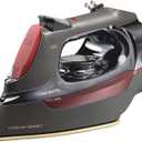 CHI Steam Iron for Clothes with 8 Retractable Cord, 1700 Watts, 3-Way Auto Shutoff, 400+ Holes, Professional Grade, Temperature Control Dial, Titanium Infused Ceramic Soleplate, Black/Chrome (13109)