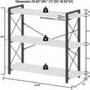 HCHQHS Bookshelf, 3-Tier Industrial Bookcase, Open Book Shelf, Freestanding Horizontal Bookshelves with Metal Frame