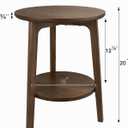 2-Tier Round Coffee Table Wood Nesting Side Table (Walnut, 16x16x20)