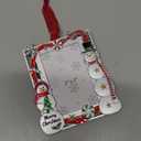 2025 Christmas Ornaments 3x2 inch Picture Frame Metal Hanging Pendant for Tree Small Decorative Keepsake, Display Photo for Baby and Pet (Snowman (Red))