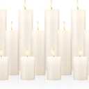 Nuogo 12 pcs Ivory Pillar Candles Dripless Unscented Candles Paraffin Wax Tall Tapers for Wedding Spa Birthday Holiday Bath Party Restaurant Home
