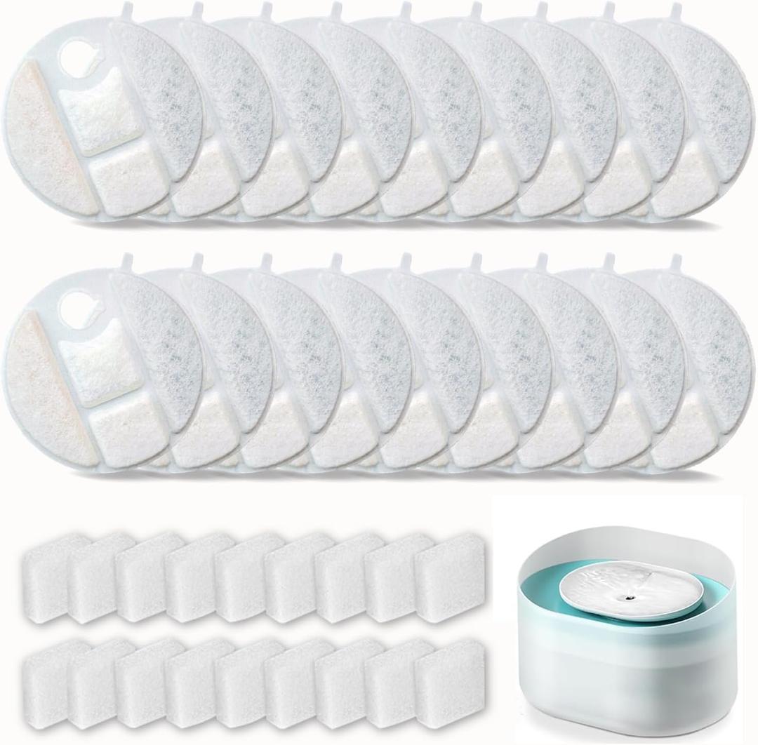 18 Pack Dog Water Fountain Replacement Filters for Petlibro Capsule Dog Fountain PLWF008,Dog Water Fountain Filter with Replacement Pre-Filter Pump Sponges. (18)