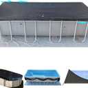 14x28Ft Rectangular Pool Cover with Side Storage for Oval and Rectangular Above Ground Pool, One-Piece Solar Oval Pool Cover, Preventing Waterlogging, UV and Weather Resistant WP:10000kPa+