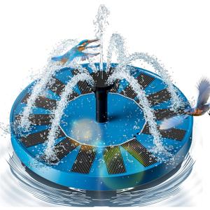 2.5W Solar Bird Bath Fountains  Upgraded Solar Pond Fountain with 6 Nozzles,Solar Fountain for Bird Bath, Pond, Garden Decor (Blue)