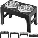URPOWER Raised Dog Bowls 4 Height Adjustable Elevated Bowl Stand with Stainless Steel Water Bowl Non-Slip Dog Food Bowls Stand for Small Medium Large Dogs and Pets