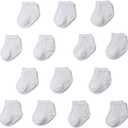 Amazon Essentials Unisex Babies' Non Slip Grip Ribbed Ankle Socks (12-24 Months, White)