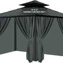 Gazebo Universal Replacement Privacy Curtain, 10'X12' Gazebo Outdoor Waterproof, 4-Panels Sidewall Curtains with Zipper for Patio, Garden and Backyard (Only Curtains, 10'x12', Grey)