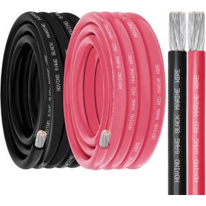 6 Gauge Marine Wire 6 AWG Marine Grade Wire Include 6 Gauge 20FT Red & 20FT Black,6 AWG Tinned Copper Electrical Cable for Boat Speaker Battery Lighting Solar Panel Automotive Camper Trailer