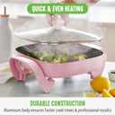 GreenLife12" 5QT Square Electric Skillet, Glass Vented Lid, Ceramic PFAS-Free Nonstick Coated Interior, Adjustable Temperature Control, Cool Touch Handles, Quick Even Heating, Scratch Resistant, Pink