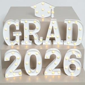 KatchOn, White Light Up 2026 Grad Sign - 8.5 Inch 2026 Light Up Sign Graduation Marquee Letters Class of 2026 Graduation Decorations 2026 Grad Light Up Letters for Graduation Party Supplies