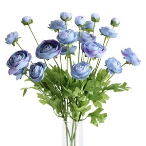 5Pcs Artificial Ranunculus Flower Silk Flowers Persian Buttercup for Home Wedding Decoration Floral Creation Flower Arrangement DIY Project (Champagne)
