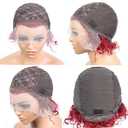 Burgundy Short Curly Pixie Cut Lace Front Wigs 6 Inch Human Hair 13X1 HD Lace Front Wigs Pre Plucked with Baby Hair for Black Women (6 Inch, Burgundy)