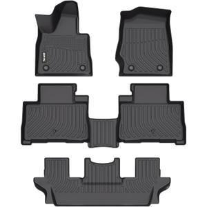 AIPOIL Floor Mats for 2020-2025 2026 Lincoln Aviator 6 Seats Fits 1st & 2nd & 3rd Row All Weather Protection TPE Anti-Slip Automotive Full Custom Car Mats Accessories - Black
