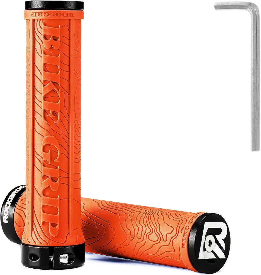 ROCKBROS Bike Handlebar Grips Double Lock-on MTB Bicycle Handle Bar Grips Ergonomic Non-Slip Rubber Hand Grip for Scooter, Mountain, BMX, Beach Cruiser, Folding Bike