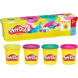 Play-Doh Pack of 4 Vibrant Colours 85g Clay Tins in Bright Colours as an Addition to Other Craft Kits for Children Aged 2 and Above for Creative Crafts, Shaping and Designing