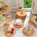 Boao 12 Pcs 6 Inch Round Absorbent Cork Coasters Wooden Cork Plant Coasters for Home, Drinks Coffee Table Dining Wooden Table Desk