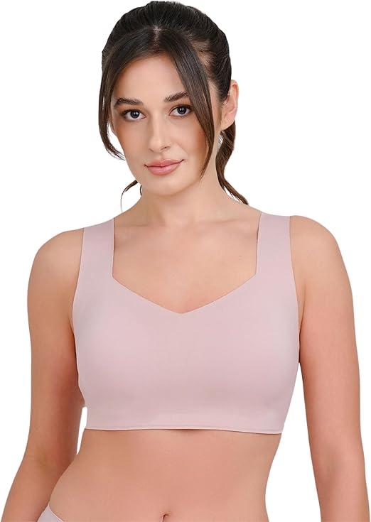 Floatley Smoothly Comfort Wirefree W Support Full Coverage Back Smoothing Easy Pullover Embedded Pad Seamless Bra for Women XL