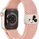 Braided Cartoon Magnetic Clasp Band Compatible with Apple Watch Bands 46mm(Series 11 10)/49/45/44/42mm(Series 3 2 1) Women Men, Stretchy Elastic Nylon Woven Strap for iWatch Series 11 10 9 8 7 6 5 4 SE/Ultra 3 2 1 (Nude Pink)