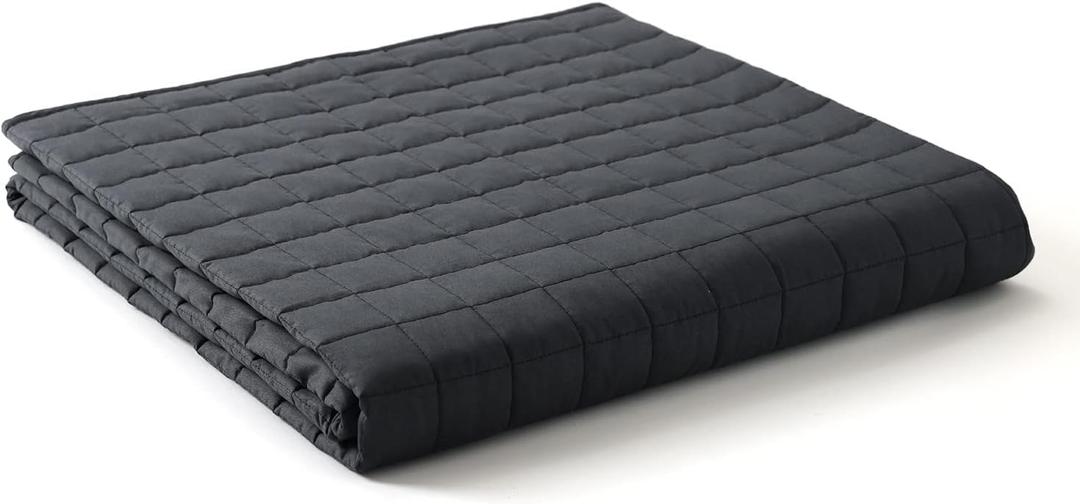 YnM 12lbs Weighted Blanket for Adults, Cotton Heavy Bed Throw Blanket with Cooling Glass Beads for All Season Use, Ideal for One Person of 110lbs (60x80 Inches, Queen Bed, Dark Grey)