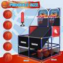 LED Arcade Basketball Game Set w/Electronic Scoreboard for Kids 2 Players, Boy Toys Basketball Hoop w/ 5 Balls for 3-12 Years Old, Adjustable Height w/Pump & Storage Net for Indoor Outdoor Play