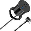 2.5 inch Power Grommet,20W USB-C Charging,1 Outlet with 2 USB C,1 USB Port,Furniture Flush Mount for Desktop,Recessed Power Strip,Workspace Essential Desk Outlet (Black, 6 FT)