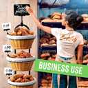 DS THE DISPLAY STORE 4 Tier Retail Display Stand with Wheels & Sign Clips, Brown Metal Market Display Rack Basket Stand, Farmers Market Display with Willow Baskets