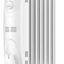 PELONIS PHO15A2AGW, Basic Electric Oil Filled Radiator, 1500W Portable Full Room Radiant Space Heater with Adjustable Thermostat, White, 26.10 x 14.20 x 11.00 in