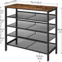HOOBRO Shoe Rack for Entryway, 5-Tier Shoe Organizer with Adjustable Mesh Shelves, 16-20 Pairs of Shoes, Spacious Floor Mount, Metal, Industrial, Shoe Shelf for Closet, Rustic Brown BF12XJ01, 29.5"w X 11.8"d X 31.8"h
