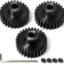 3Pcs 0.6M Hardened Steel Pinion Gear Set 3.175mm 26T 27T 28T Motor Pinion Gear with M4 Screw and Hex Key, Fit 3.175mm (1/8-Inch) Shaft, for Arrma HPI Kyosho Losi Axial Traxxas Tamiya 1/10 RC C