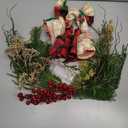 Christmas Wreath with Lights, 18 Inch Lighted Outdoor Christmas Wreath - Prelit Winter Xmas Door Wreath with Berry, Pine Leaf for Thanksgiving Holiday Wall Window Decorations