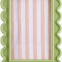 4x6 Inches Light Green Flower Wavy Scalloped Picture Frame Cute Wavy Edge Wooden Real Glass Photo Frame for Desktop Display Home Decor Family Friends Wedding Graduation Gifts