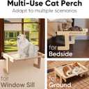 FUKUMARU 3-in-1 Cat Window Perch, Convertible Hammock for Windowsill, Bedside and Floor, Sturdy Cat Window Bed w/Washable Linen Fabric for Indoor Large Cats and Kitten, Reinforced Wood and Metal Frame