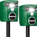 2 Pack Solar-Powered Ultrasonic Animal Repellent Outdoor, Deer Repellent Devices with Motion Sensor, Waterproof Deer, Cat, Raccoon, Coyote, Rabbit Deterrent for Yard, Garden, Farm