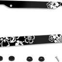 Personalized License Plate Frame Beautiful Hibiscus Flowers Stainless Steel License Plate Holder Accessory Decorative 2 Holes and Screws Fits US Standard License Plates 12.2 x 6.3 in for Men Women (One size)