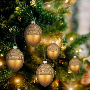 Lyrow 12 Pcs Christmas Acorn Ornaments Artificial Acorn Decor Small Hanging Ornament for Christmas Tree DIY Crafts Plastic Farmhouse Mini Fake Deco for Crafts Xmas Winter Party Decorations