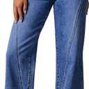 Pink Queen Wide Leg Jeans for Women 2025 High Waisted Casual Loose Fit Denim Pants Trendy Seamed Long Trousers with Pockets (Medium, Dark Blue)