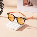 AMBEYE Gaming Glasses for Men Women 99% Blue Light Blocking Anti Fatigue & Glare Orange Lens TR90 Square Frame for Computer Use (Matte Black & Orange)