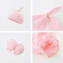 Baby Romper with Baby Mittens & Newborn Hats Footless Long Sleeve Solid Onesie Hi Im New Here (Pink)
