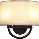 Industrial 2-Lights Wall Sconce Fixtures with White Textile Shade, Vintage Double Head Wall Light Lamps Decor for Hallway Bedroom Living Room Bathroom Corridor